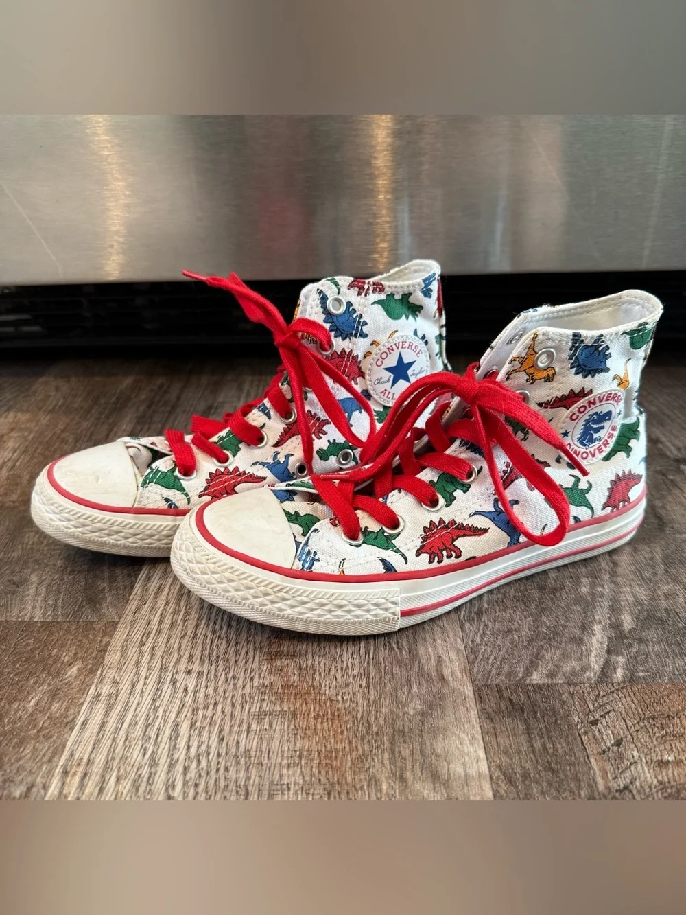 Converse Dinoverse High Top Kids Sneakers Colorful Dinosaurs Lace Up Size 2